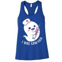 Nurse Ghost I Will Stab You Funny Halloween Costume Meaningful Gift Women's Racerback Tank