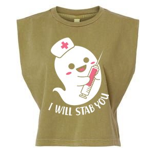 Nurse Ghost I Will Stab You Funny Halloween Costume Meaningful Gift Garment-Dyed Women's Muscle Tee