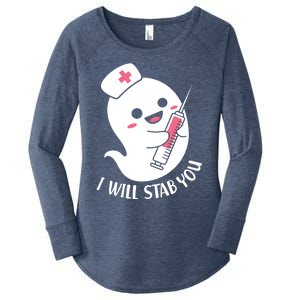 Nurse Ghost I Will Stab You Funny Halloween Costume Meaningful Gift Women's Perfect Tri Tunic Long Sleeve Shirt