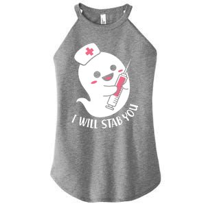 Nurse Ghost I Will Stab You Funny Halloween Costume Meaningful Gift Women's Perfect Tri Rocker Tank