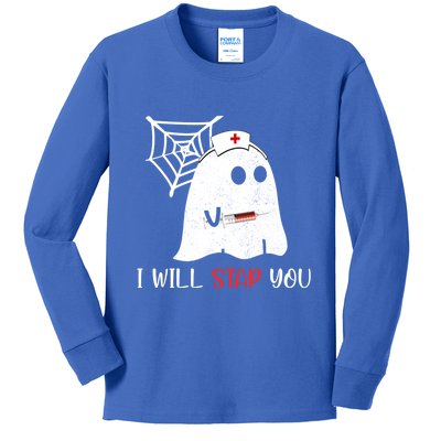 Nurse Ghost I Will Stab You Funny Halloween Gift Kids Long Sleeve Shirt