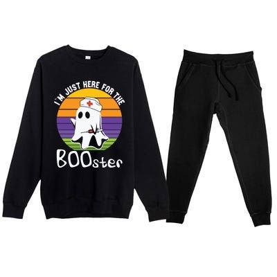 Nurse Ghost I Will Stab You Halloween Here For The Booster Gift Premium Crewneck Sweatsuit Set