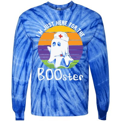 Nurse Ghost I Will Stab You Halloween Here For The Booster Gift Tie-Dye Long Sleeve Shirt