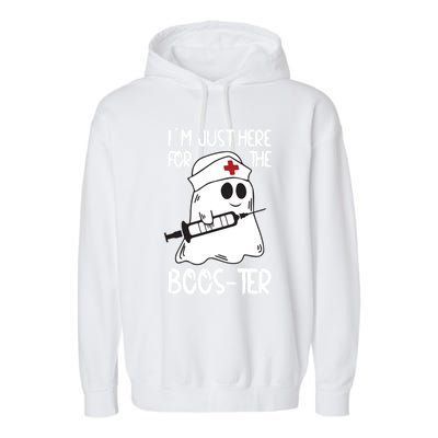 Nurse Ghost I Will Stab You Halloween Just Here For The Boos Cute Gift Garment-Dyed Fleece Hoodie