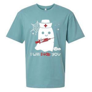 Nurse Ghost I Will Stab You Cute Gift Funny Halloween Gift Sueded Cloud Jersey T-Shirt