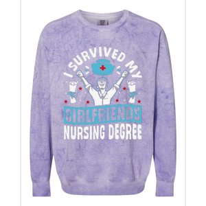 Nurse Graduation I Survived My Girlfriends Nursing Degree Colorblast Crewneck Sweatshirt