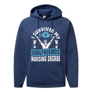 Nurse Graduation I Survived My Girlfriends Nursing Degree Performance Fleece Hoodie