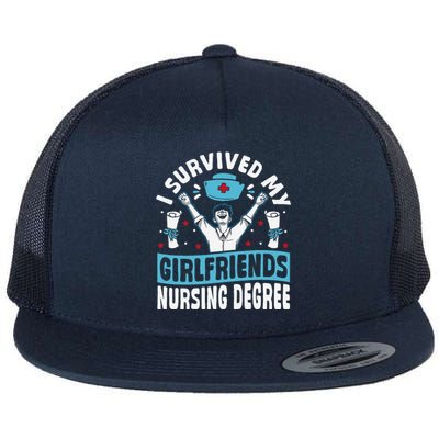 Nurse Graduation I Survived My Girlfriends Nursing Degree Flat Bill Trucker Hat