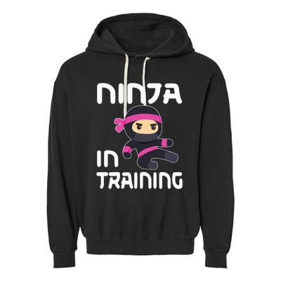 Ninja Girl In Training Garment-Dyed Fleece Hoodie