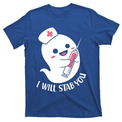 Nurse Ghost I Will Stab You Funny Halloween Costume Gift T-Shirt