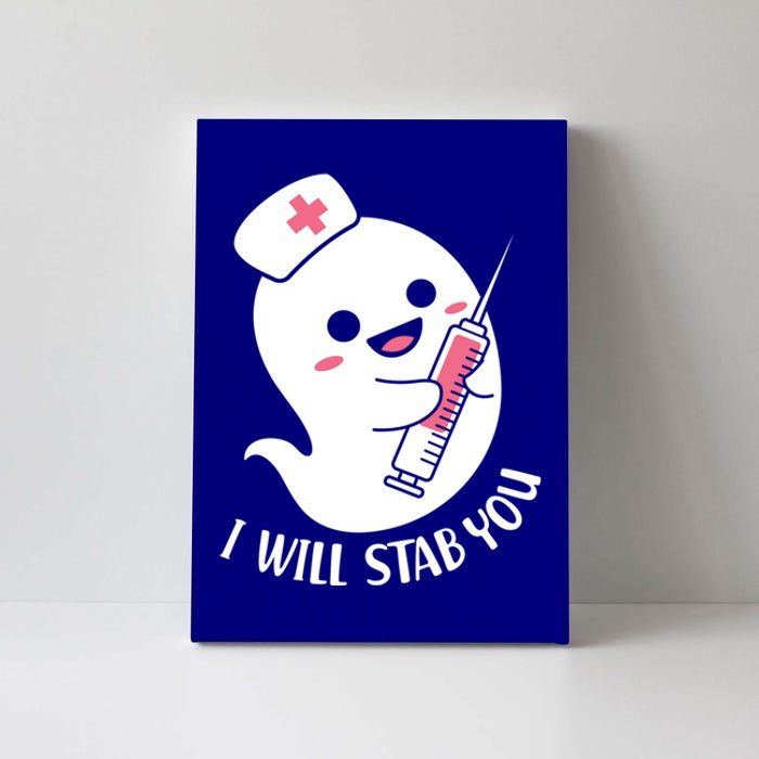 Nurse Ghost I Will Stab You Funny Halloween Costume Gift Canvas