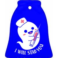 Nurse Ghost I Will Stab You Funny Halloween Costume Gift Ceramic Bell Ornament