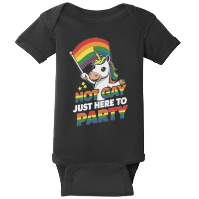 Not Gay Just Here To Party Baby Bodysuit