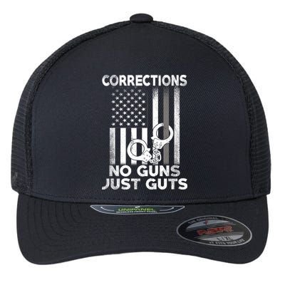 No Guns Just Guts Corrections Officer Flexfit Unipanel Trucker Cap