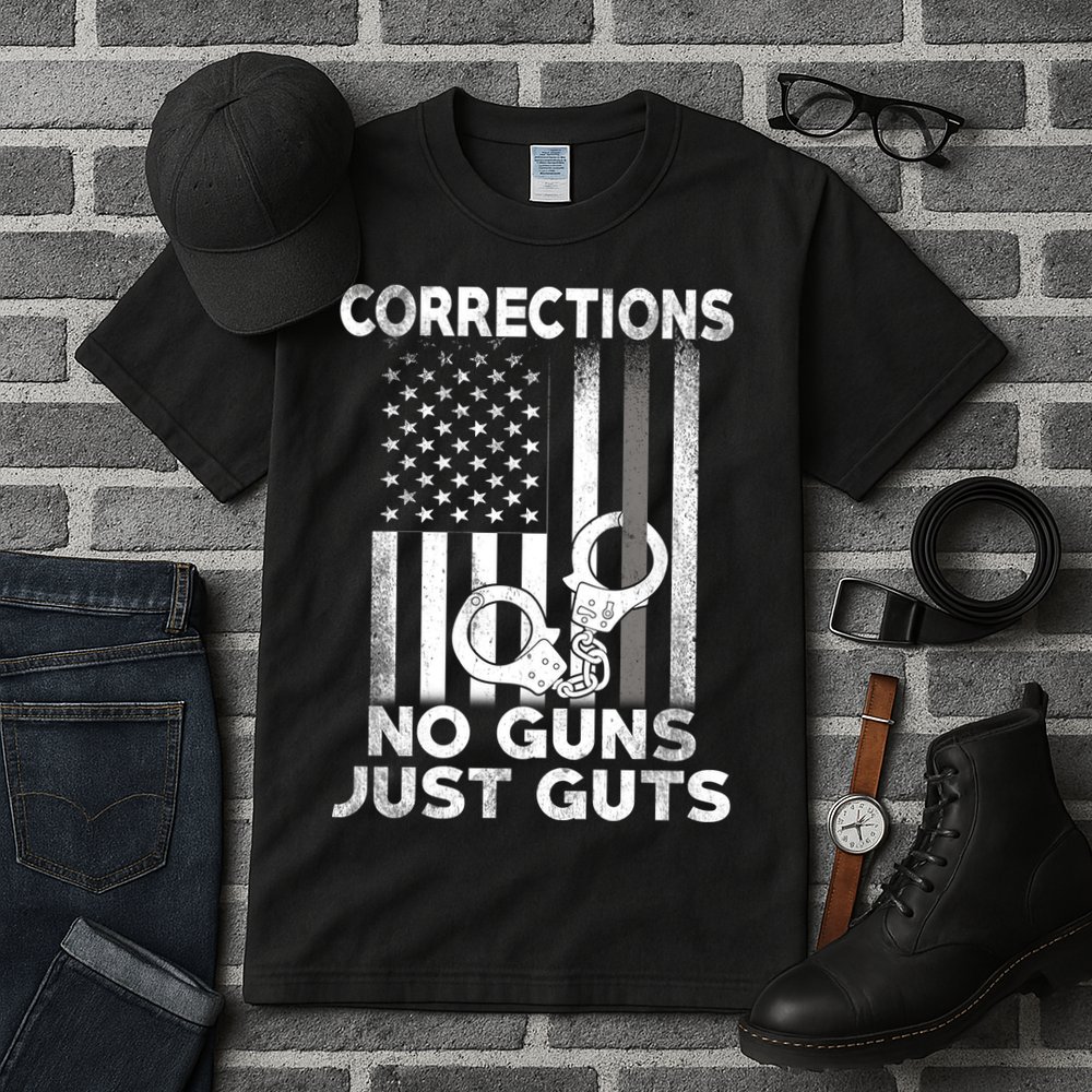 No Guns Just Guts Corrections Officer Tall T-Shirt