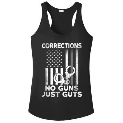 No Guns Just Guts Corrections Officer Ladies PosiCharge Competitor Racerback Tank