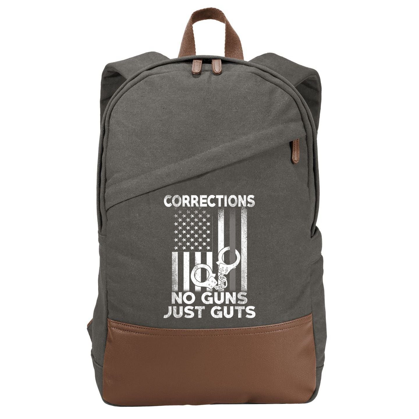 No Guns Just Guts Corrections Officer Cotton Canvas Backpack