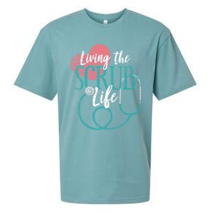 Nurse Gift Living The Scrub Life Stethoscope Gift Meaningful Gift Sueded Cloud Jersey T-Shirt