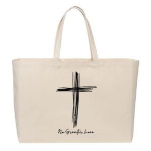 No Greater Love Cross Christian Easter Cotton Canvas Jumbo Tote