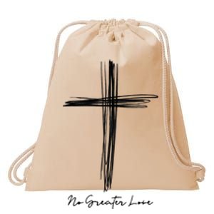 No Greater Love Cross Christian Easter Drawstring Bag