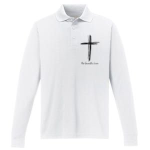 No Greater Love Cross Christian Easter Performance Long Sleeve Polo