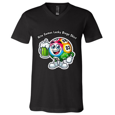 Nite Games Lucky Bingo V-Neck T-Shirt