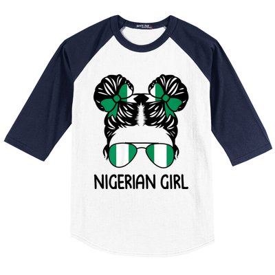 Nigerian Girl Messy Hair Nigeria Pride Patriotic Womens Kids Baseball Sleeve Shirt