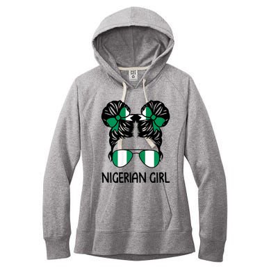 Nigerian Girl Messy Hair Nigeria Pride Patriotic Womens Kids Women's Fleece Hoodie