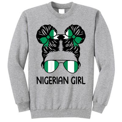 Nigerian Girl Messy Hair Nigeria Pride Patriotic Womens Kids Tall Sweatshirt