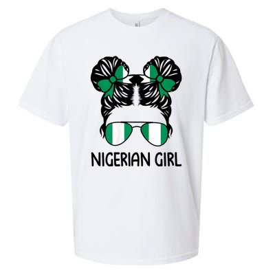 Nigerian Girl Messy Hair Nigeria Pride Patriotic Womens Kids Sueded Cloud Jersey T-Shirt