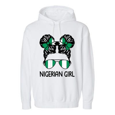 Nigerian Girl Messy Hair Nigeria Pride Patriotic Womens Kids Garment-Dyed Fleece Hoodie