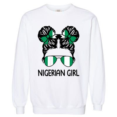 Nigerian Girl Messy Hair Nigeria Pride Patriotic Womens Kids Garment-Dyed Sweatshirt