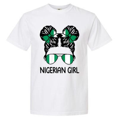 Nigerian Girl Messy Hair Nigeria Pride Patriotic Womens Kids Garment-Dyed Heavyweight T-Shirt