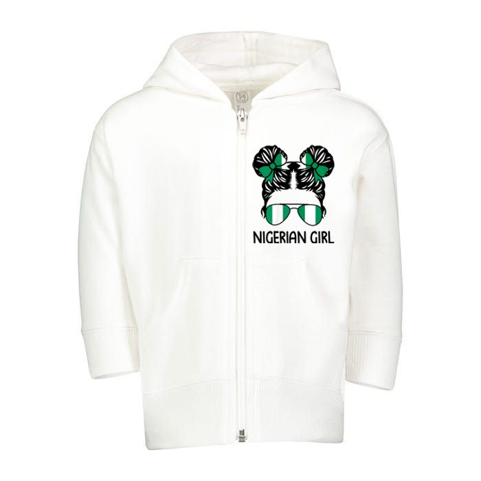 Nigerian Girl Messy Hair Nigeria Pride Patriotic Womens Kids Toddler Zip Fleece Hoodie