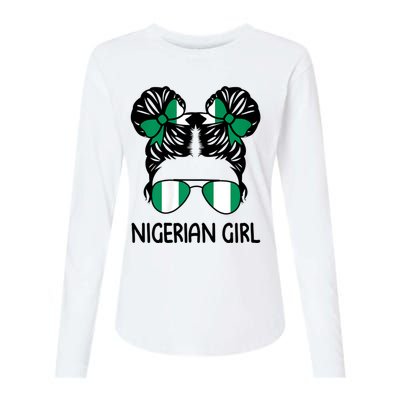 Nigerian Girl Messy Hair Nigeria Pride Patriotic Womens Kids Womens Cotton Relaxed Long Sleeve T-Shirt