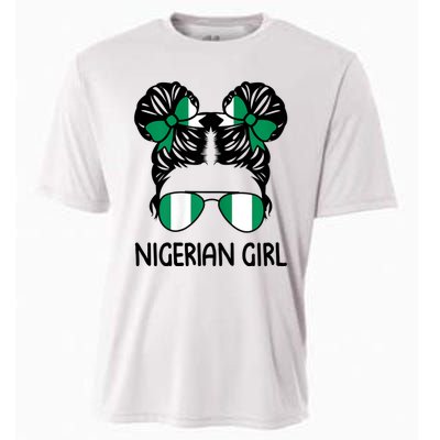 Nigerian Girl Messy Hair Nigeria Pride Patriotic Womens Kids Cooling Performance Crew T-Shirt