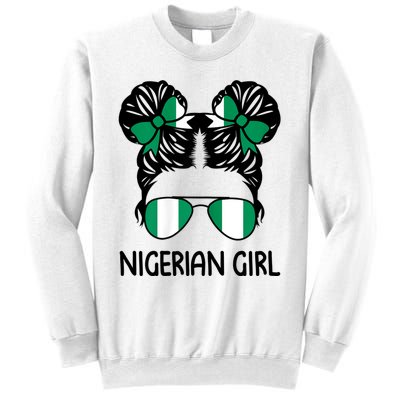 Nigerian Girl Messy Hair Nigeria Pride Patriotic Womens Kids Sweatshirt