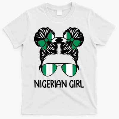 Nigerian Girl Messy Hair Nigeria Pride Patriotic Womens Kids T-Shirt