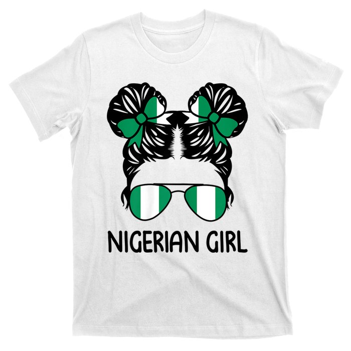 Nigerian Girl Messy Hair Nigeria Pride Patriotic Womens Kids T-Shirt