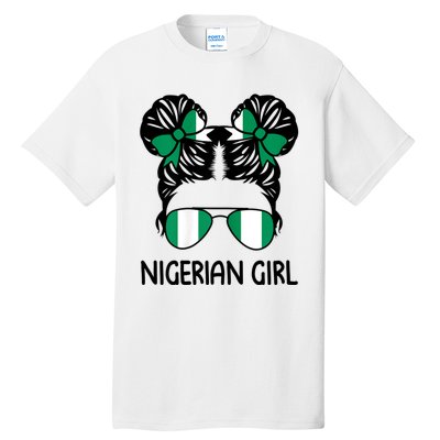 Nigerian Girl Messy Hair Nigeria Pride Patriotic Womens Kids Tall T-Shirt