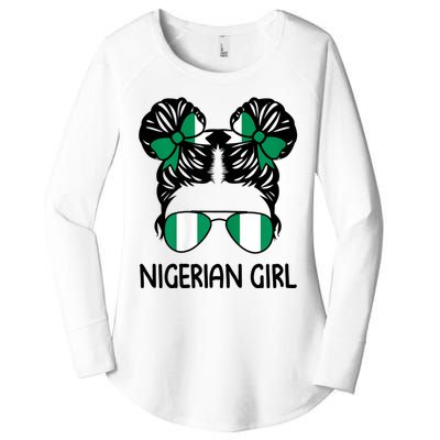 Nigerian Girl Messy Hair Nigeria Pride Patriotic Womens Kids Women's Perfect Tri Tunic Long Sleeve Shirt