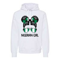 Nigerian Girl Messy Hair Nigeria Pride Patriotic Womens Kids Premium Hoodie