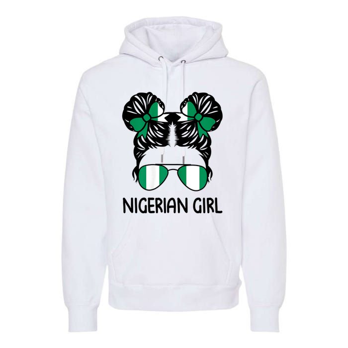 Nigerian Girl Messy Hair Nigeria Pride Patriotic Womens Kids Premium Hoodie