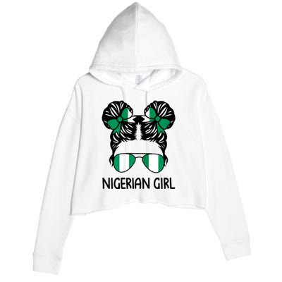 Nigerian Girl Messy Hair Nigeria Pride Patriotic Womens Kids Crop Fleece Hoodie