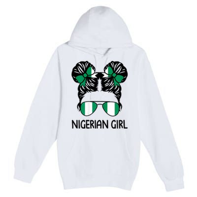 Nigerian Girl Messy Hair Nigeria Pride Patriotic Womens Kids Premium Pullover Hoodie