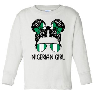 Nigerian Girl Messy Hair Nigeria Pride Patriotic Womens Kids Toddler Long Sleeve Shirt