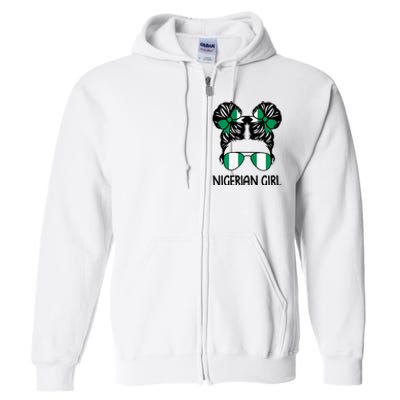 Nigerian Girl Messy Hair Nigeria Pride Patriotic Womens Kids Full Zip Hoodie