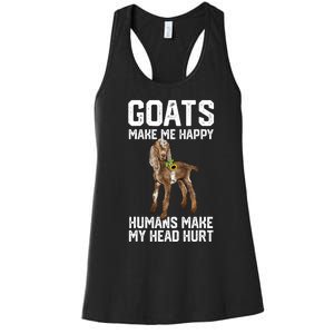 Nubain Goats Make Me Happy Humans Make My Head Hurt Women's Racerback Tank