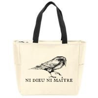 No God No Ni Dieu Ni Maitre Retro Crow Bird Zip Tote Bag