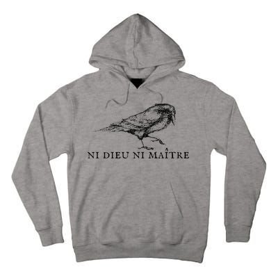 No God No Ni Dieu Ni Maitre Retro Crow Bird Tall Hoodie